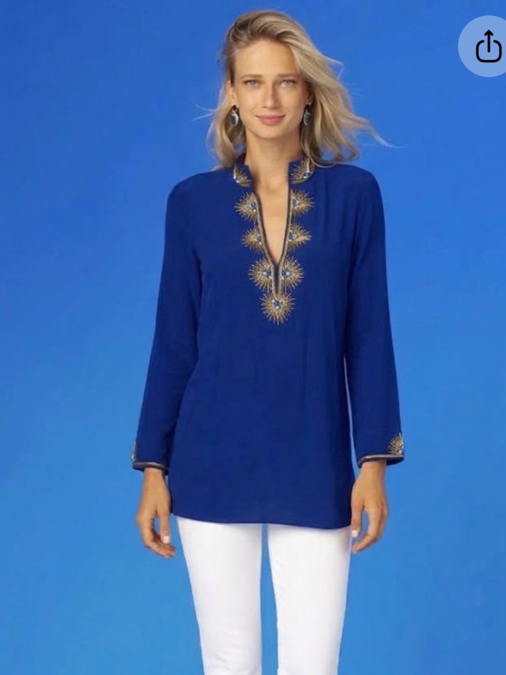 Nicoblu Celestial Navy Stella Jewel Embellismhment Tunic Sz 2X